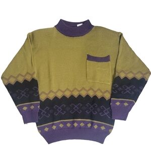 Vintage 80s Graffiti Sport Sweater Women's Size S With Shoulder Pads!
